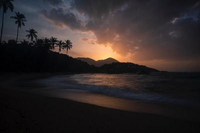 景观海边日落的照片
